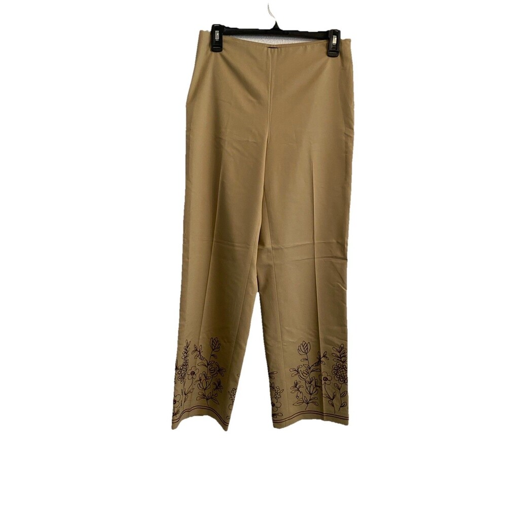 Ann Taylor Sz 4 Beige Cropped 28” Inseam, Embroidered Pants, Cottagecore B46